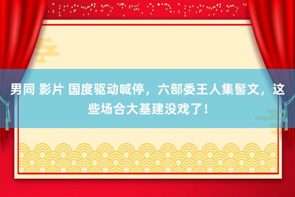 男同 影片 国度驱动喊停，六部委王人集髻文，这些场合大基建没戏了！