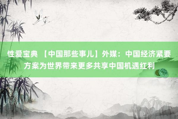性爱宝典 【中国那些事儿】外媒：中国经济紧要方案为世界带来更多共享中国机遇红利