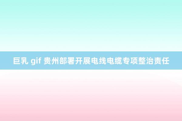 巨乳 gif 贵州部署开展电线电缆专项整治责任