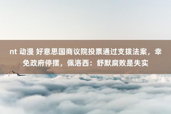 nt 动漫 好意思国商议院投票通过支拨法案，幸免政府停摆，佩洛西：舒默腐败是失实