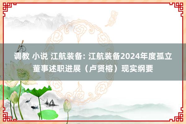 调教 小说 江航装备: 江航装备2024年度孤立董事述职进展（卢贤榕）现实纲要