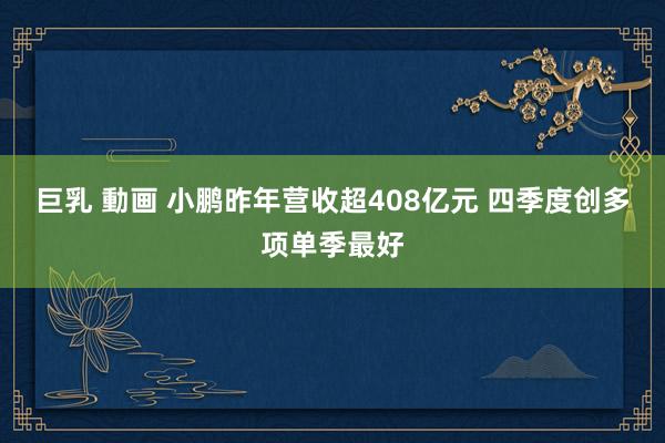 巨乳 動画 小鹏昨年营收超408亿元 四季度创多项单季最好