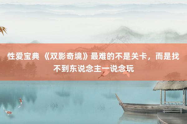 性爱宝典 《双影奇境》最难的不是关卡，而是找不到东说念主一说念玩