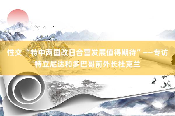 性交 “特中两国改日合营发展值得期待”——专访特立尼达和多巴哥前外长杜克兰