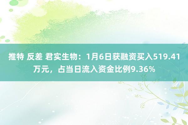 推特 反差 君实生物：1月6日获融资买入519.41万元，占当日流入资金比例9.36%