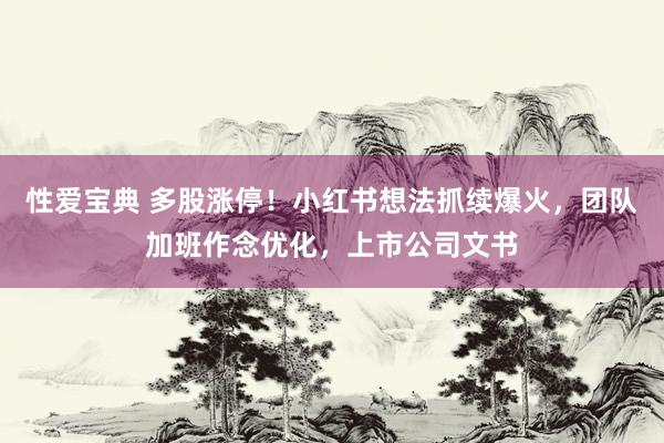 性爱宝典 多股涨停！小红书想法抓续爆火，团队加班作念优化，上市公司文书