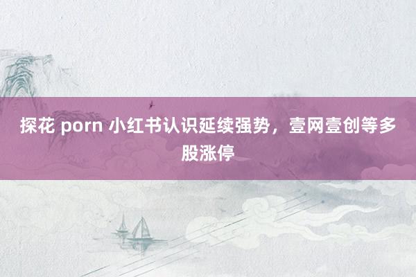 探花 porn 小红书认识延续强势，壹网壹创等多股涨停