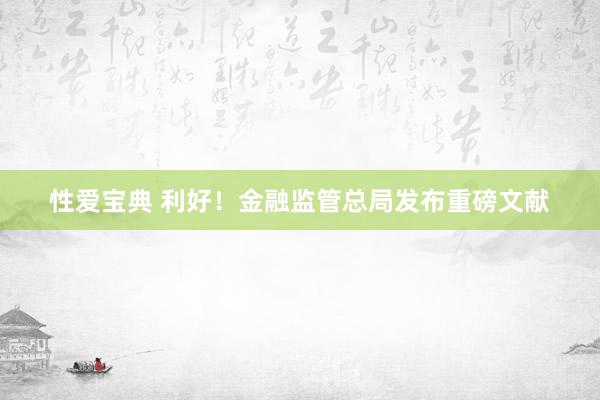 性爱宝典 利好！金融监管总局发布重磅文献