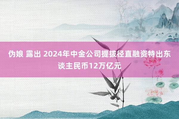 伪娘 露出 2024年中金公司提拔径直融资特出东谈主民币12万亿元