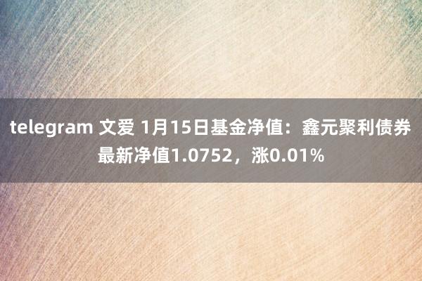 telegram 文爱 1月15日基金净值：鑫元聚利债券最新净值1.0752，涨0.01%