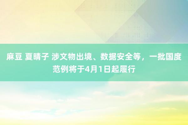 麻豆 夏晴子 涉文物出境、数据安全等，一批国度范例将于4月1日起履行