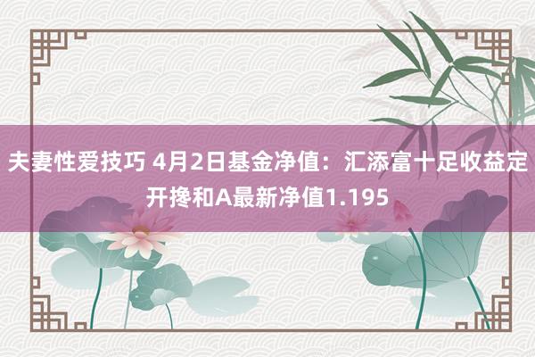 夫妻性爱技巧 4月2日基金净值：汇添富十足收益定开搀和A最新净值1.195