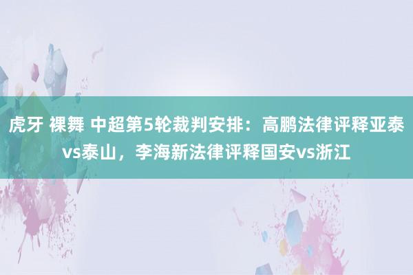 虎牙 裸舞 中超第5轮裁判安排：高鹏法律评释亚泰vs泰山，李海新法律评释国安vs浙江