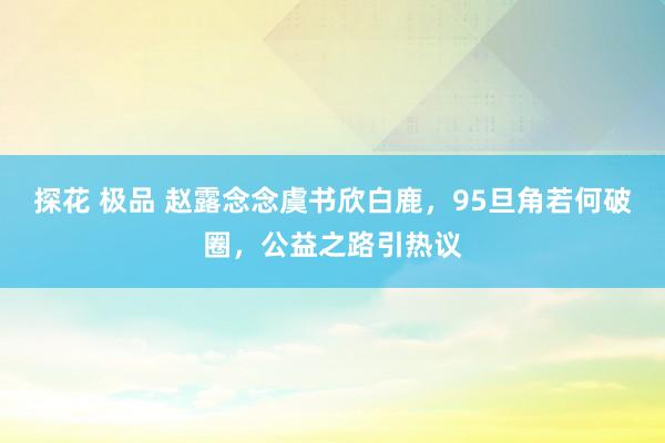 探花 极品 赵露念念虞书欣白鹿，95旦角若何破圈，公益之路引热议