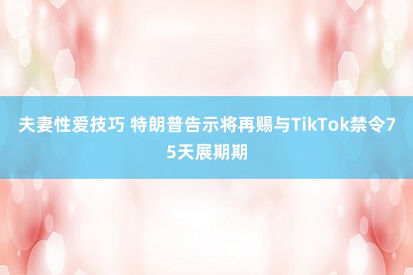 夫妻性爱技巧 特朗普告示将再赐与TikTok禁令75天展期期
