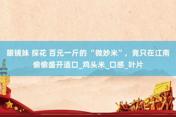 眼镜妹 探花 百元一斤的 “微妙米”，竟只在江南偷偷盛开适口_鸡头米_口感_叶片