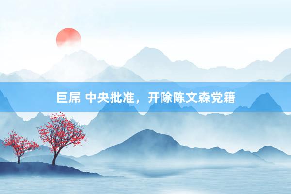巨屌 中央批准，开除陈文森党籍