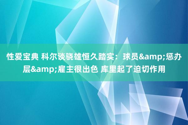 性爱宝典 科尔谈骁雄恒久踏实：球员&惩办层&雇主很出色 库里起了迫切作用