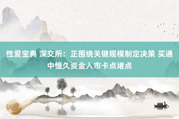 性爱宝典 深交所：正围绕关键规模制定决策 买通中恒久资金入市卡点堵点