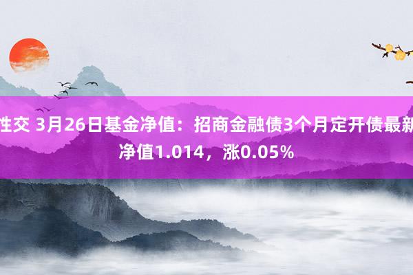 性交 3月26日基金净值：招商金融债3个月定开债最新净值1.014，涨0.05%