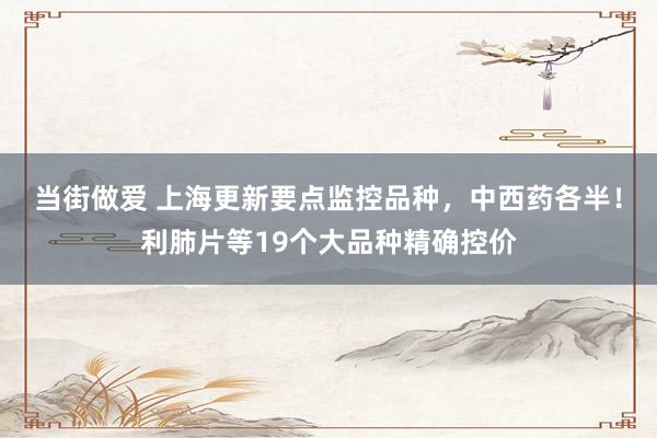 当街做爱 上海更新要点监控品种，中西药各半！利肺片等19个大品种精确控价