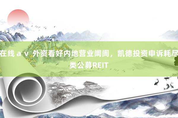 在线ａｖ 外资看好内地营业阛阓，凯德投资申诉耗尽类公募REIT
