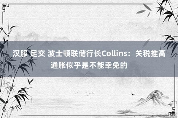 汉服 足交 波士顿联储行长Collins：关税推高通胀似乎是不能幸免的
