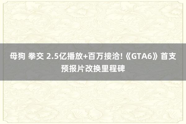 母狗 拳交 2.5亿播放+百万接洽!《GTA6》首支预报片改换里程碑