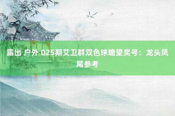 露出 户外 025期艾卫群双色球瞻望奖号：龙头凤尾参考