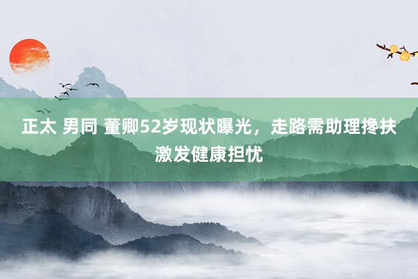 正太 男同 董卿52岁现状曝光，走路需助理搀扶激发健康担忧